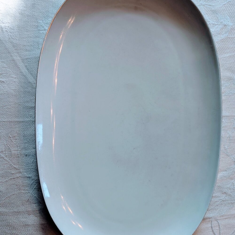 VTG Schumann Arzberg Bavaria #79 Oval Deep Dish Serving Platter 14" White Gold